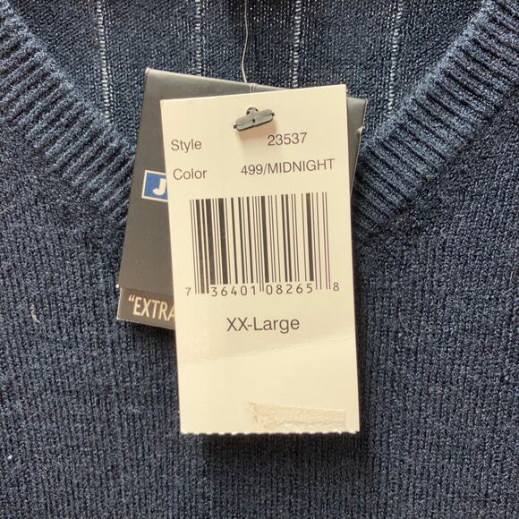 New Jantzen Men's XXL V-Neck Navy Blue Sweater Classic Business Golf Preppy Soft - Picture 9 of 12